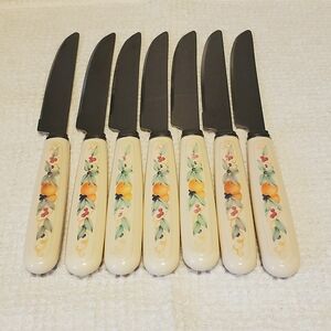 Corning Corelle Abundance Vintage Dinner Knife Floral Cream Handle Set